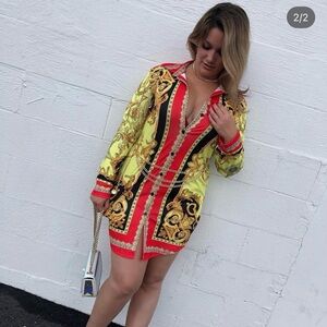 Amazon Vibrant Yellow and Red Mini Dress